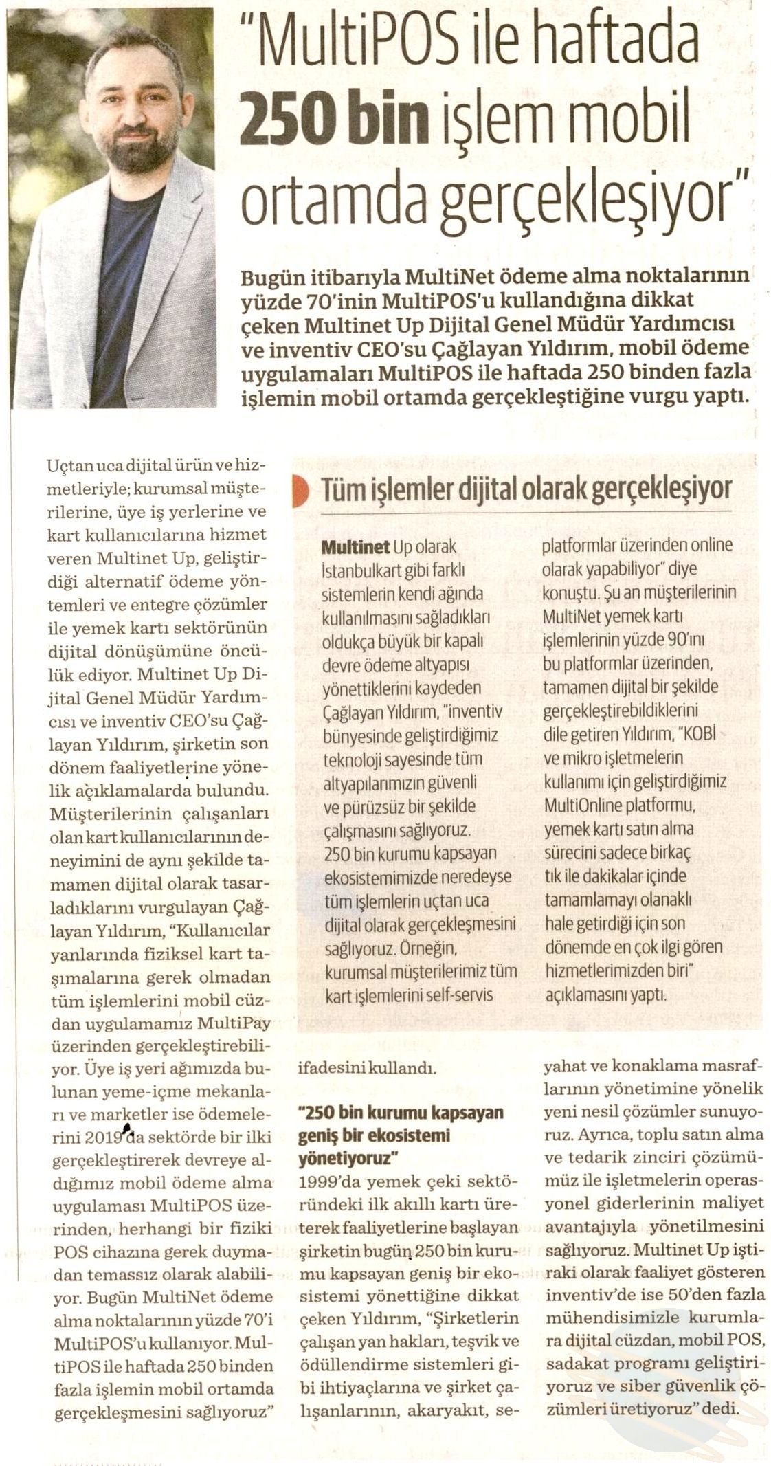 Multipos ile haftada 250 bin işlem mobil ortamda gerçekleşiyor